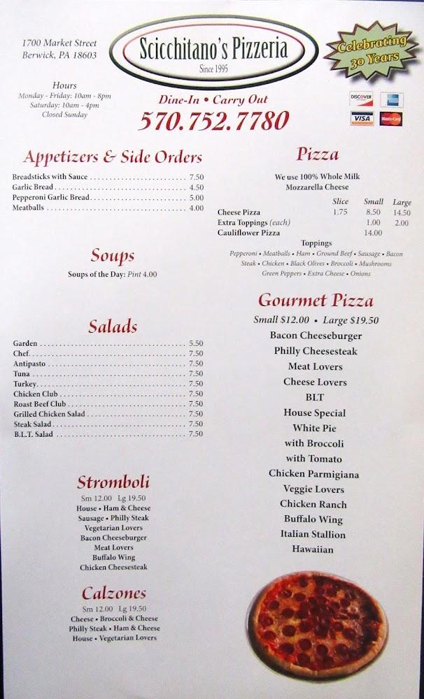 Scicchitano's Pizzeria Berwick Pa Menu image 2